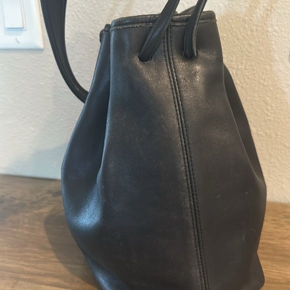 Vintage Coach Legacy drawstring hat black leather purse Y2K - Picture 4 of 12